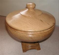 Lidded bowl with square base by Pat Hughes